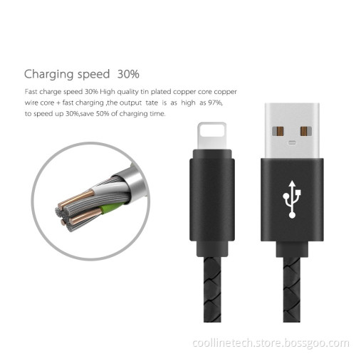 Leather Braided USB Cable, USB A to Lightning Cable / Type C Cable / Micro USB Cable, Fast Charging and Data Sync Type C Cable